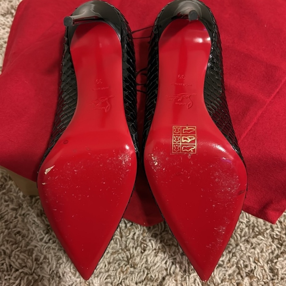 LIKE NEW AUTHENTIC LOUBOUTIN KATE 100 - PATENT BIRD Heels 👠 - Picture 2 of 13